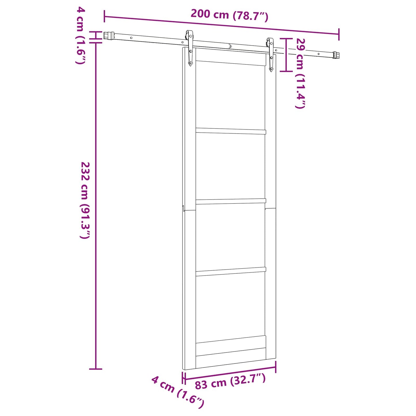 Sliding Door ORKDAL 83 x 232 cm Solid Pine Wood White