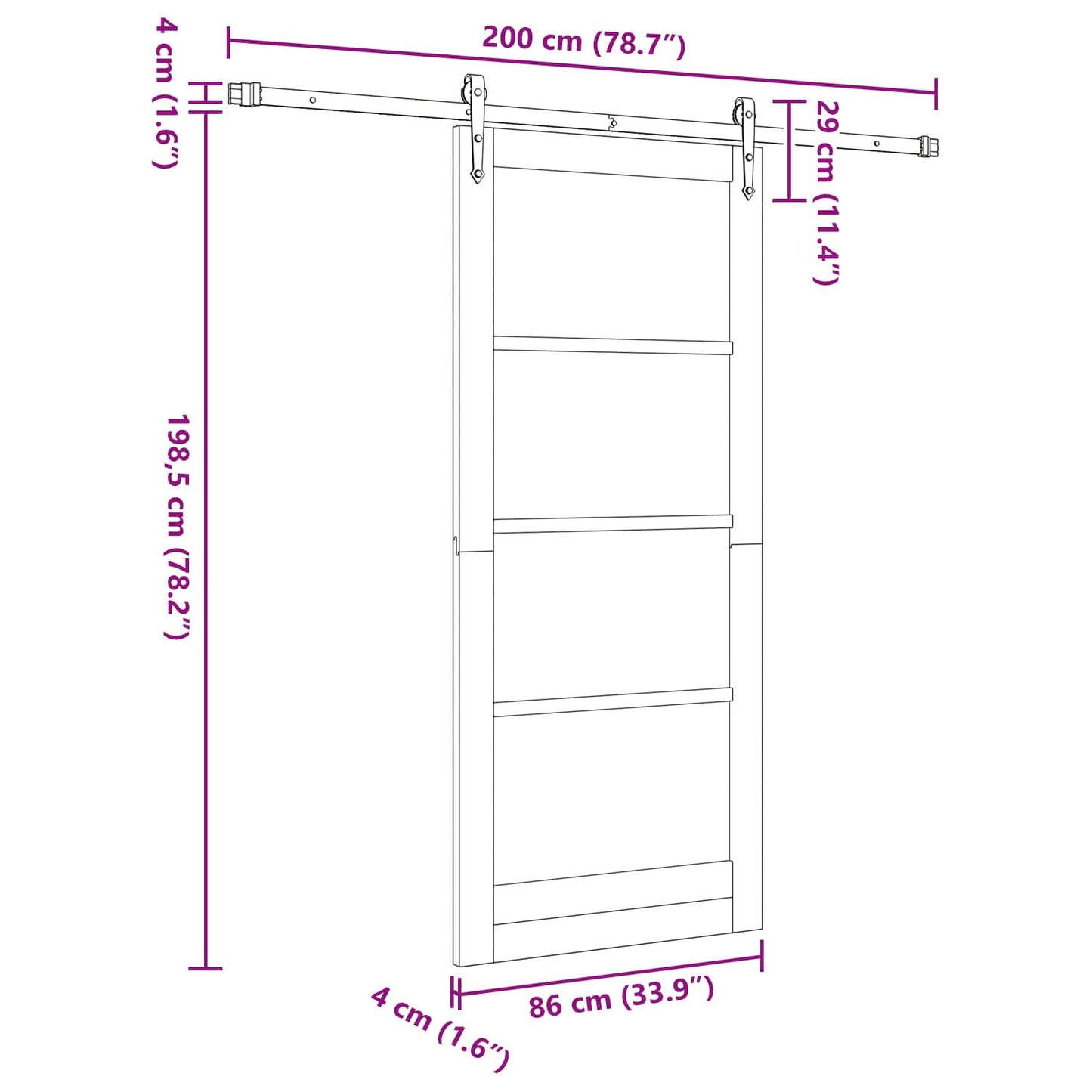 Sliding Door ORKDAL 86 x 198.5 cm Solid Pine Wood