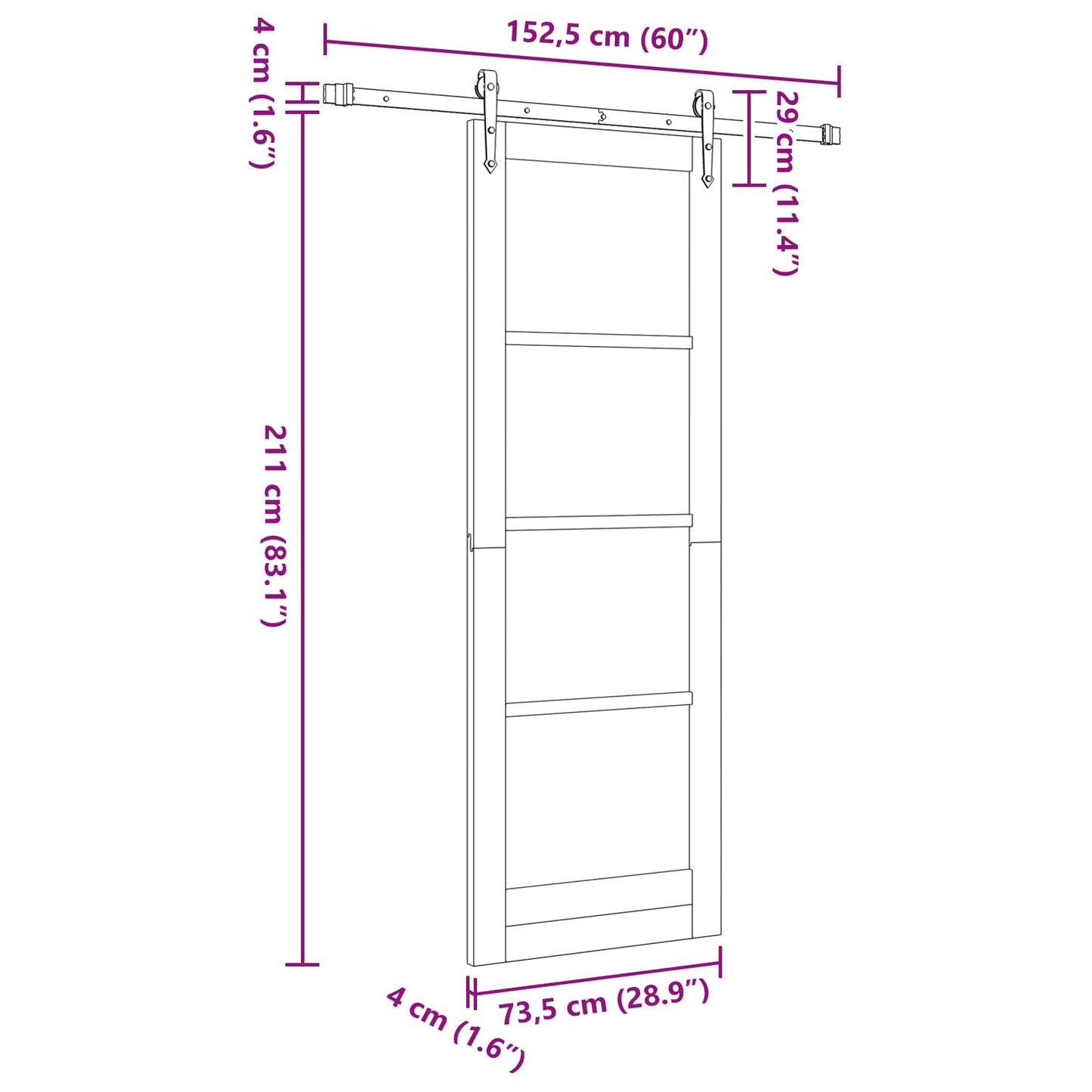Sliding Door ORKDAL 73.5 x 211 cm Solid Pine Wood Natural