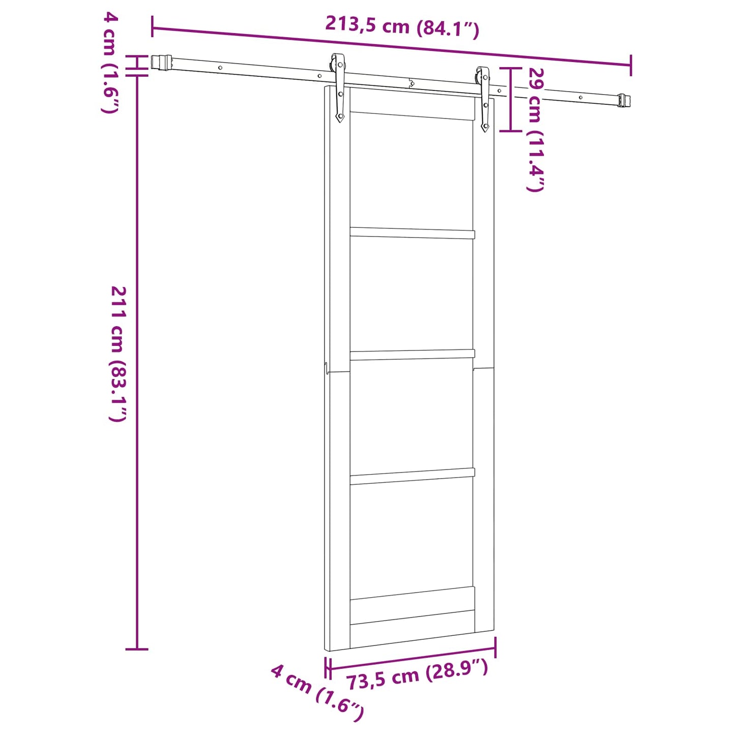 Sliding Door ORKDAL 73.5 x 211 cm Solid Pine Wood Natural