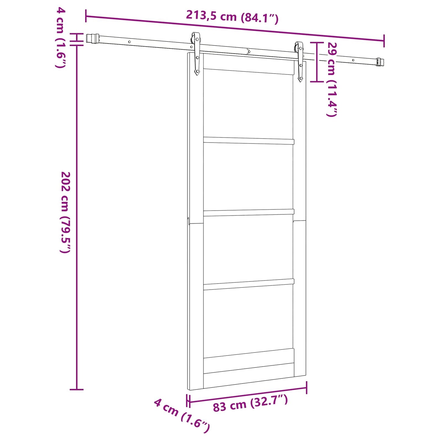 Sliding Door ORKDAL 83 x 202 cm Solid Pine Wood White