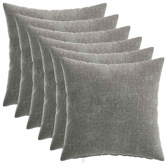 Throw Pillow 6 pcs HEERLEN Dark Grey 30 x 30 cm Chenille Fabric