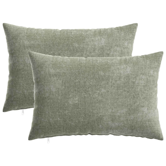 Throw Pillow 2 pcs HEERLEN Green 30 x 50 cm Chenille Fabric