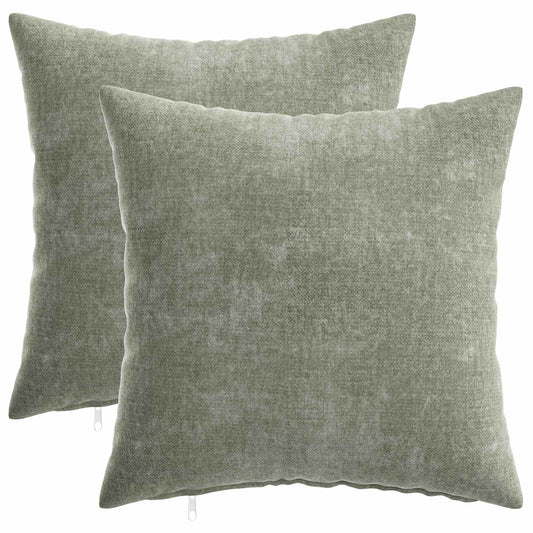 Throw Pillow 2 pcs HEERLEN Green 35 x 35 cm Chenille Fabric