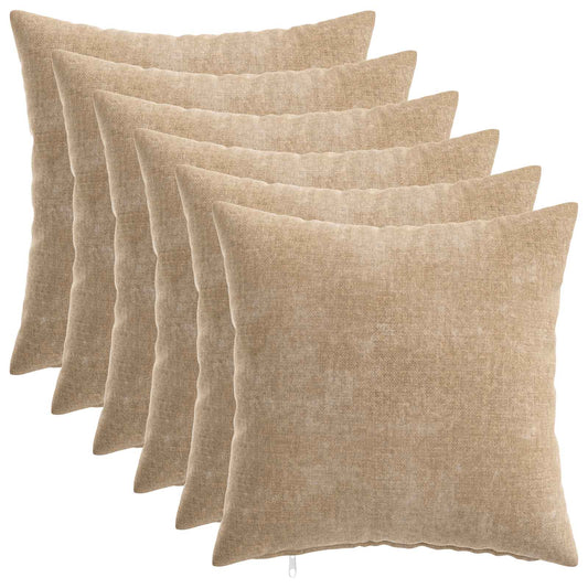 Throw Pillow 6 pcs HEERLEN Taupe 35 x 35 cm Chenille Fabric