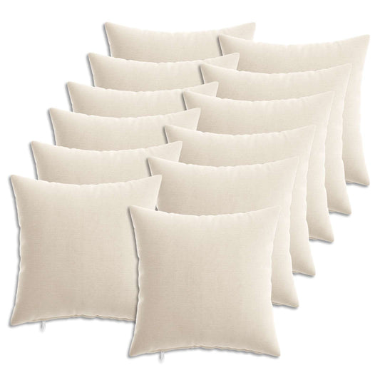 Throw Pillow 12 pcs HEERLEN Cream 45 x 45 cm Chenille Fabric