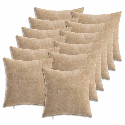 Cushion with Pillow HEERLEN 12 pcs Taupe Chenille Fabric