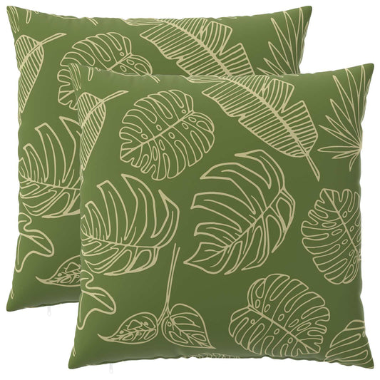 Cushion with Pillow HEERLEN 2 pcs Leaf Design Polyester