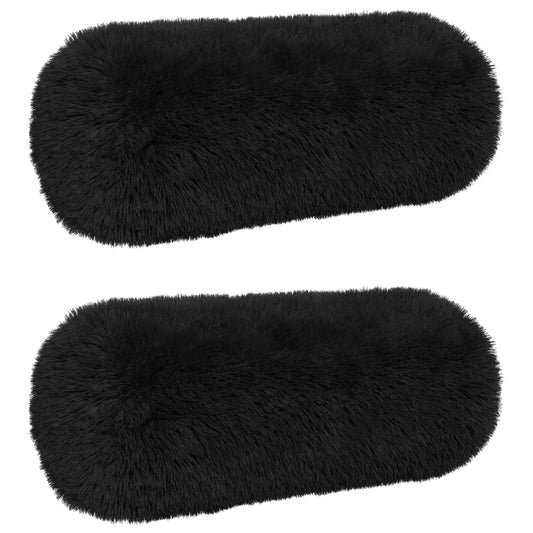 Throw Pillow 2 pcs HEERLEN Black Dia. 15 x 40 cm PV Fleece