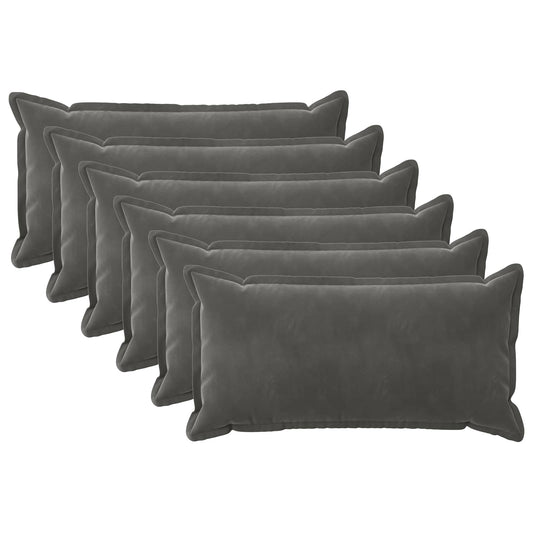 Cushion with Pillow HOUTEN 6 pcs Dark Grey Velvet