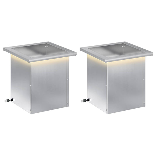 Garden Planter with LED 2 pcs Silver 30 x 30 x 30 cm