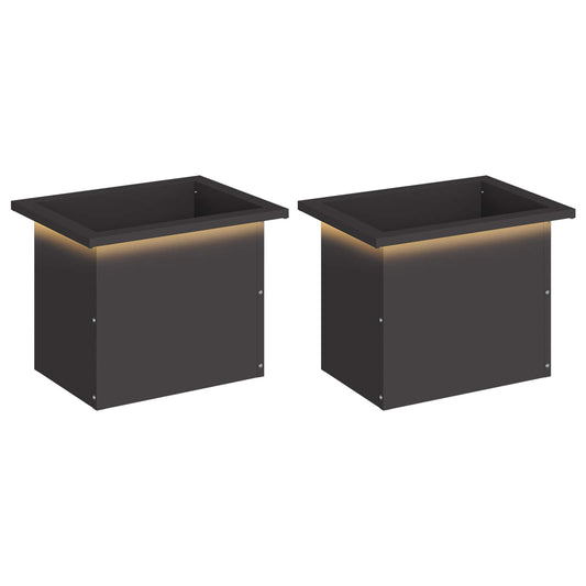 Garden Planter with LED 2 pcs Black 30 x 40 x 30 cm Steel