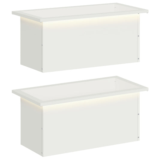 Garden Planter with LED 2 pcs White 30 x 60 x 30 cm Steel
