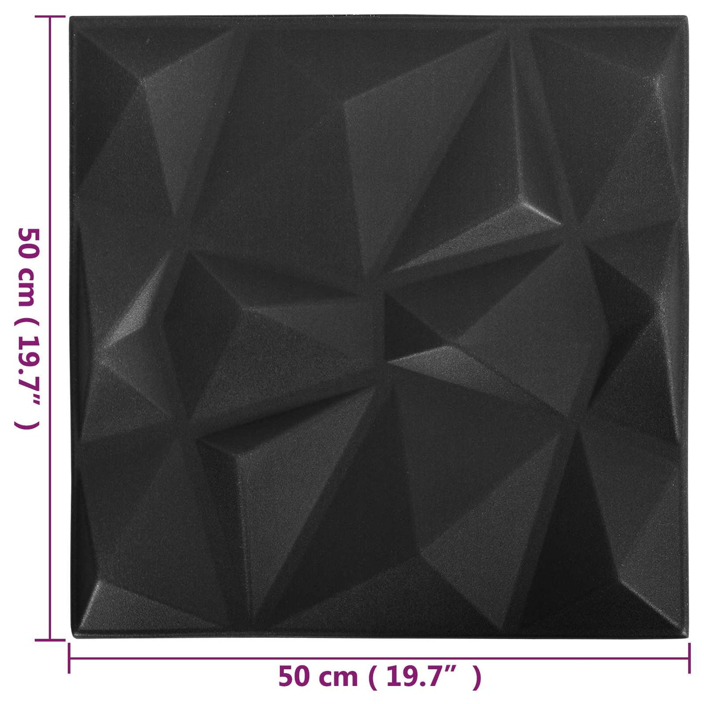 Wall Panels 12 pcs 50 x 50 cm Origami Black XPS Foam