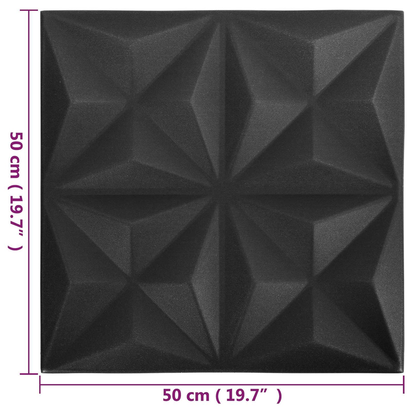 Wall Panels 48 pcs 50 x 50 cm Origami Black XPS Foam