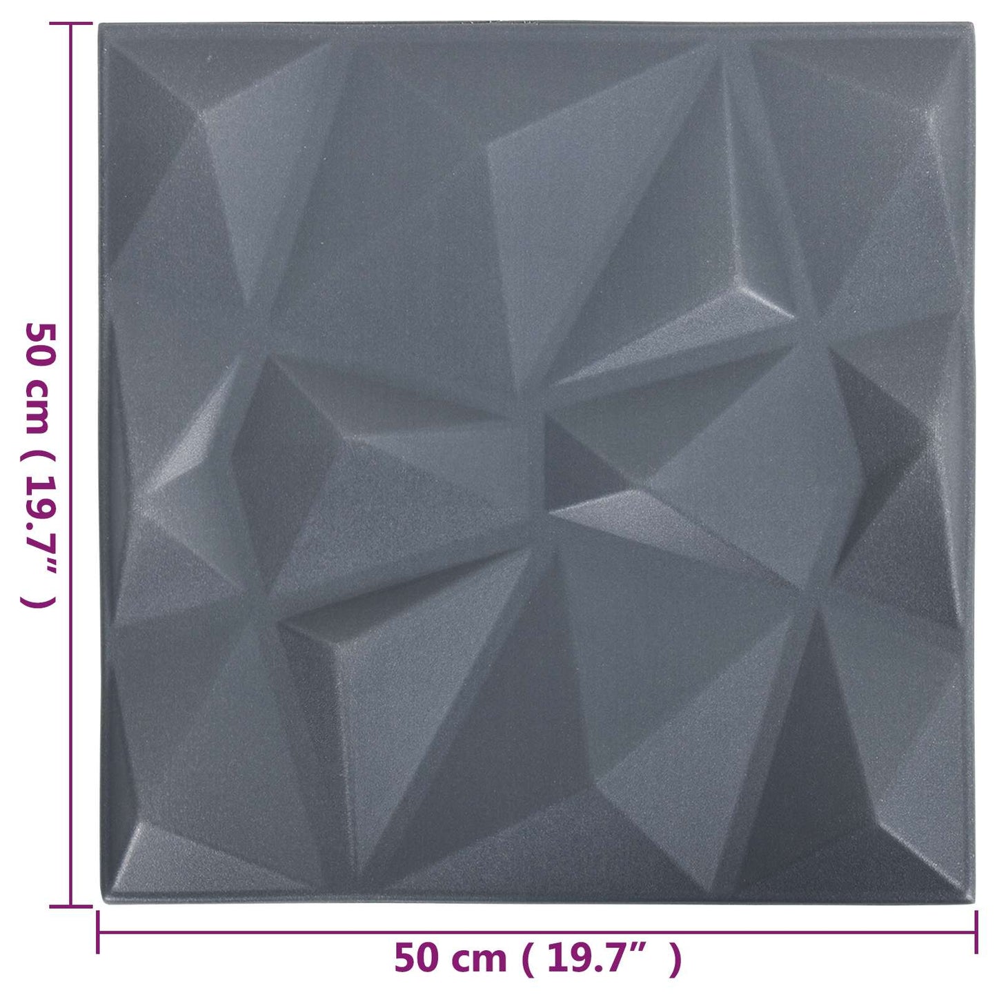 Wall Panels 12 pcs 50 x 50 cm Origami Grey XPS Foam