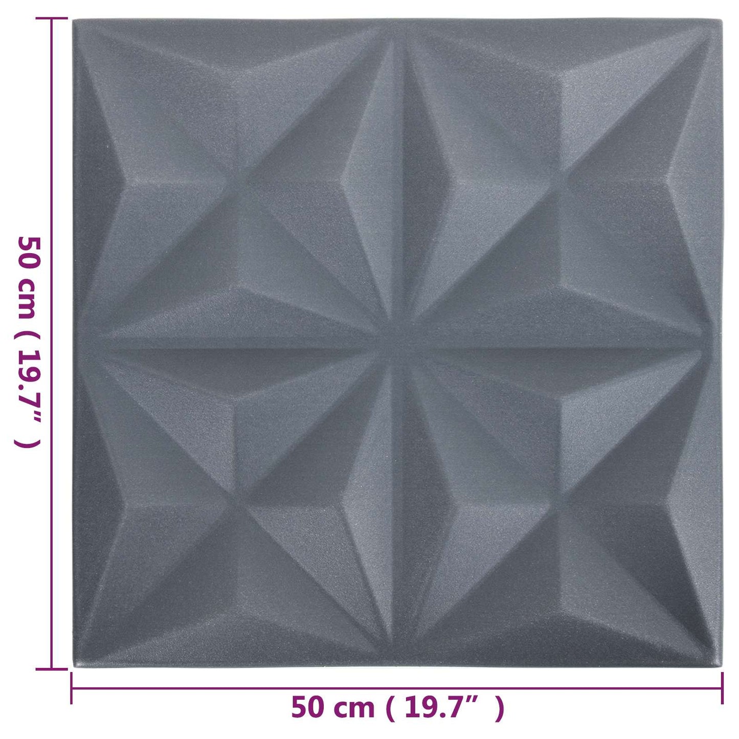 Wall Panels 24 pcs 50 x 50 cm Origami Grey XPS Foam