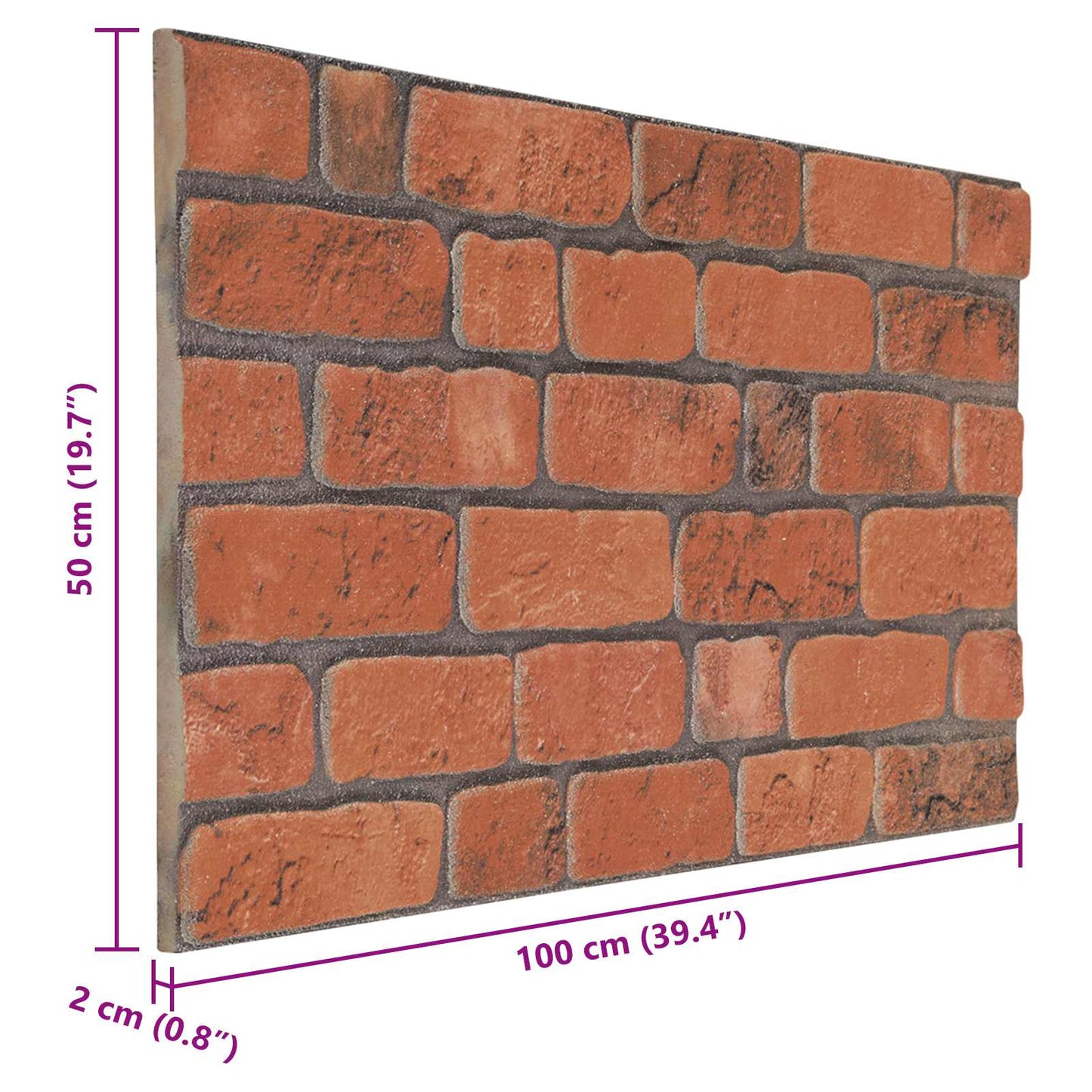 Wall Panels 10 pcs 100 x 50 cm Terracotta EPS Foam