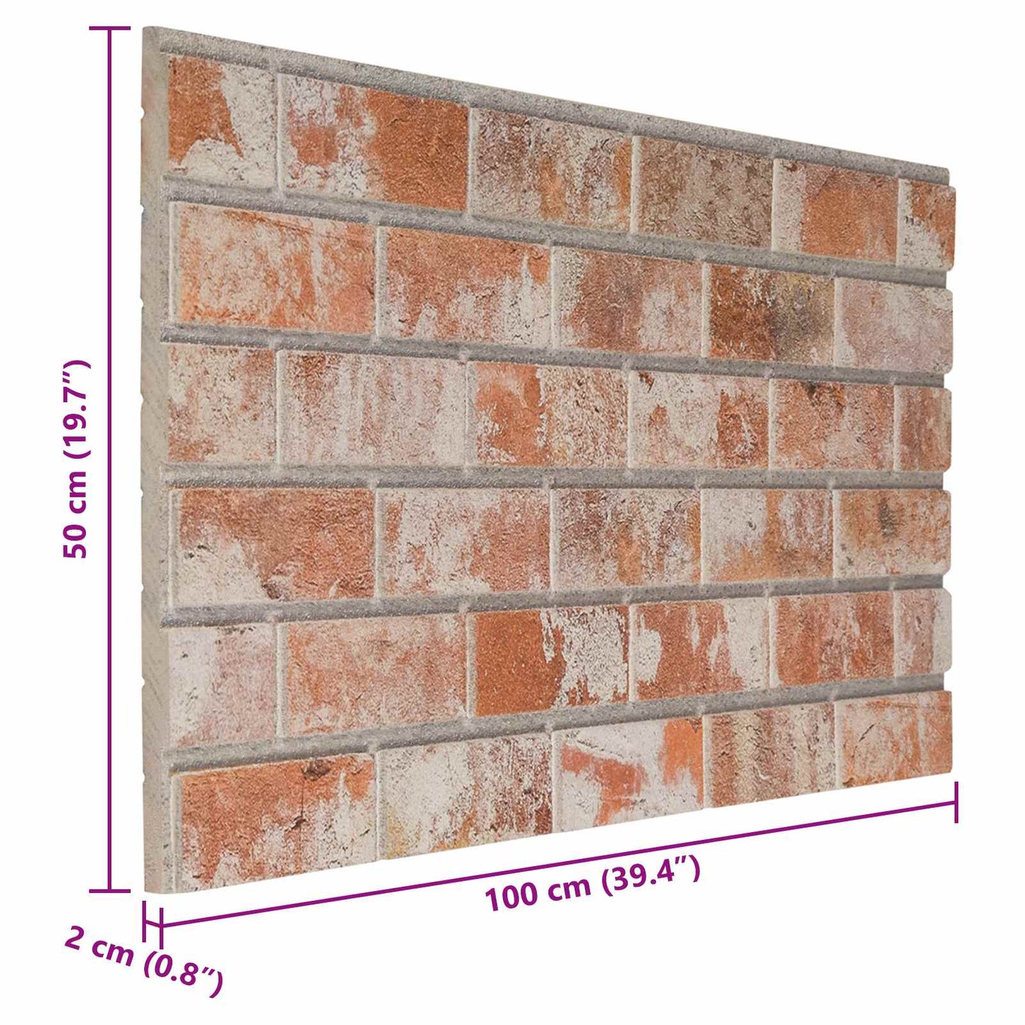 Wall Panels 10 pcs Orange 100 x 50 cm EPS Foam