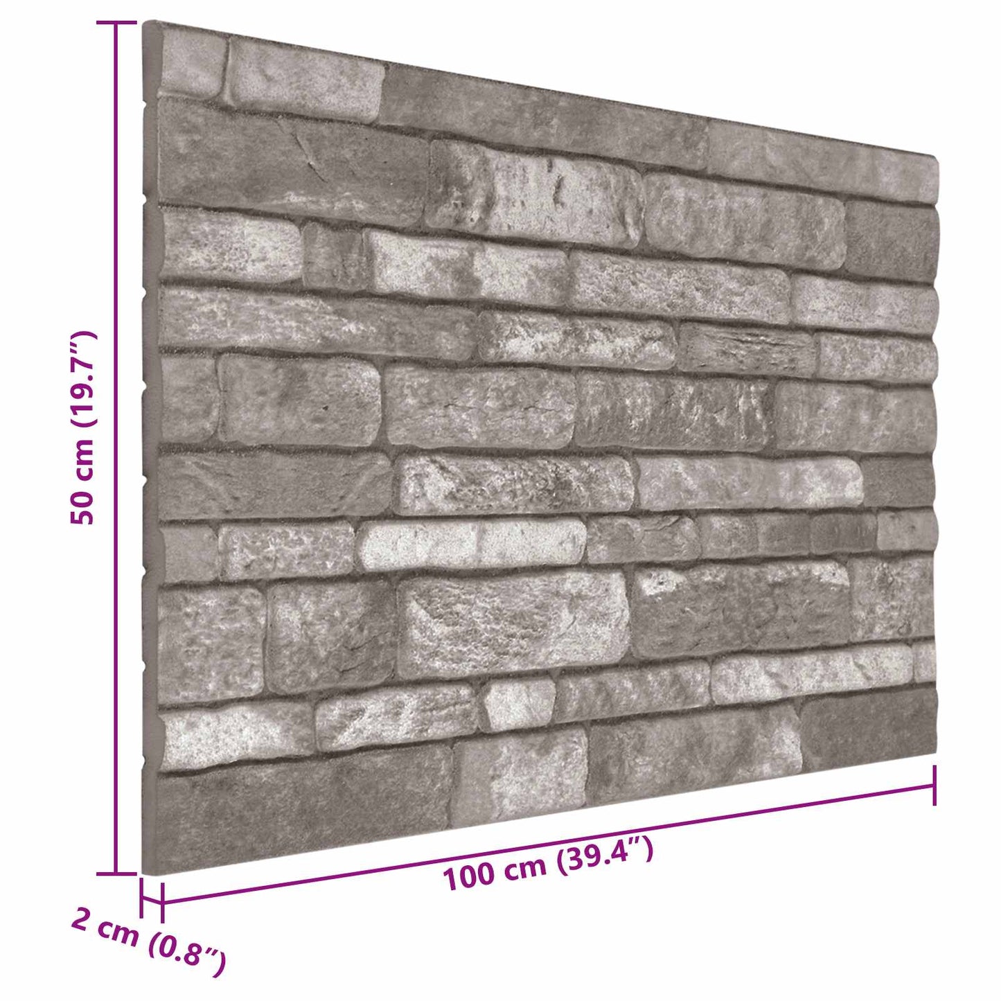 Wall Panels 10 pcs 100 x 50 cm Dark Grey EPS Foam