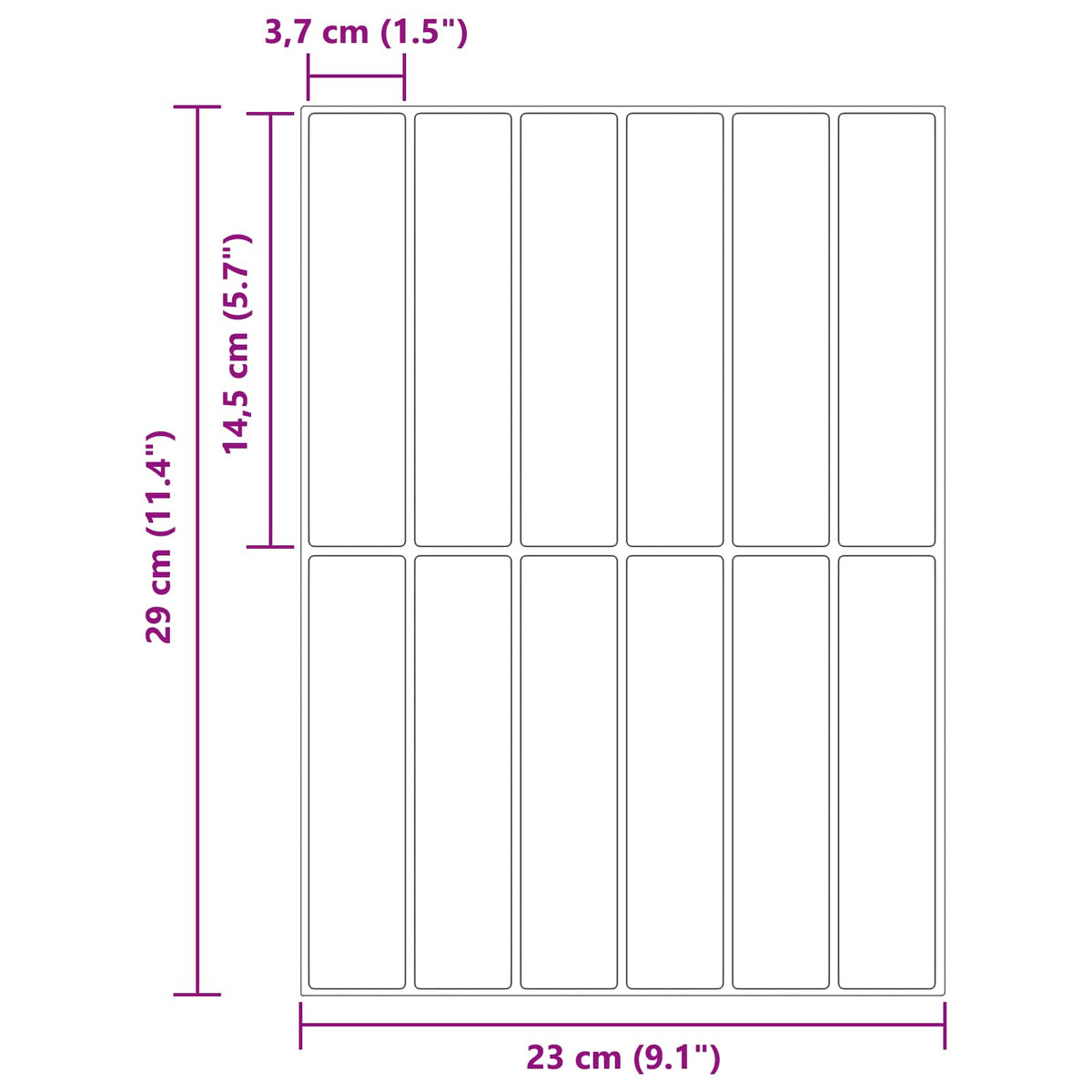 Rectangular Tile 10 pcs White 29 x 23 x 0.08 cm