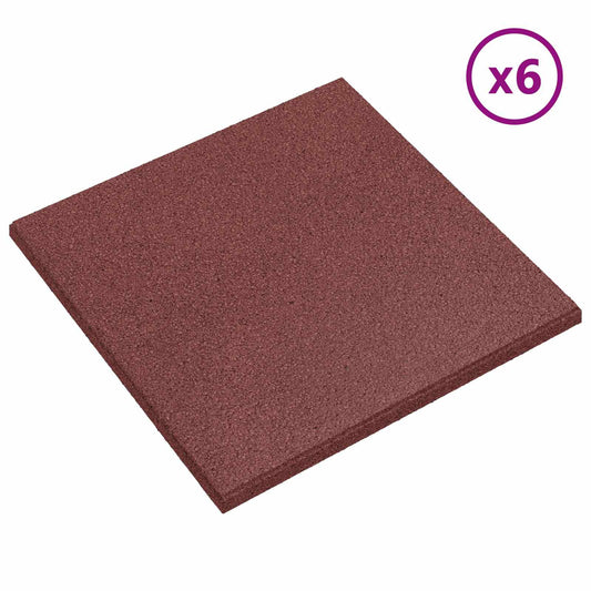 Fall Protection Tiles 6 pcs Red 50 x 50 cm Rubber