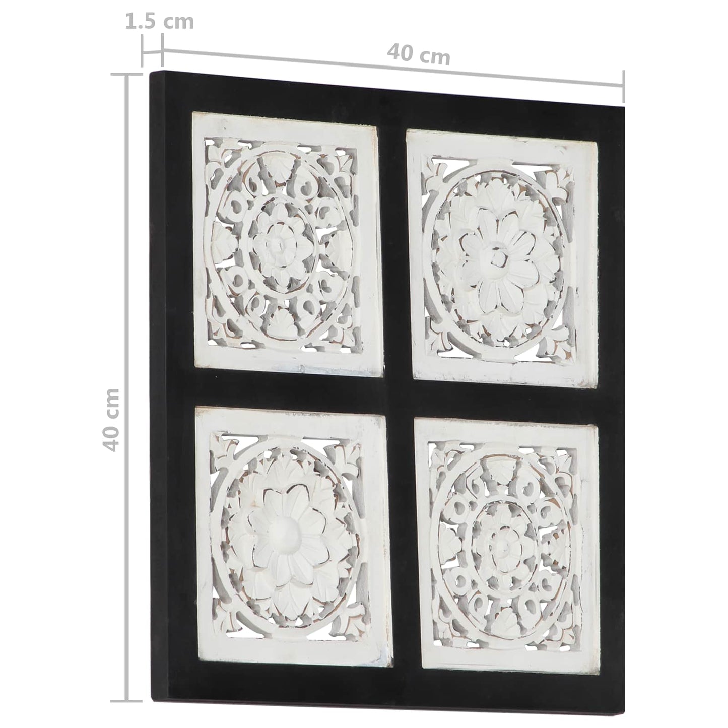 Art Decor 40 x 40 x 1.5 cm Black and White Engineered Wood