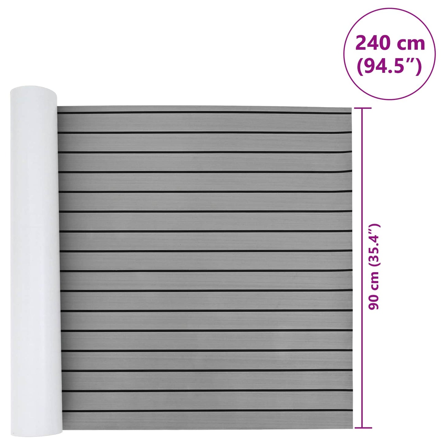 Boat Mat Striped Light Grey and Black 240 x 90 cm EVA