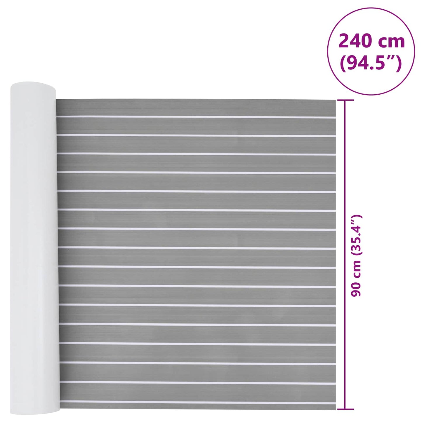 Boat Mat Striped Light Grey and White 240 x 90 cm EVA
