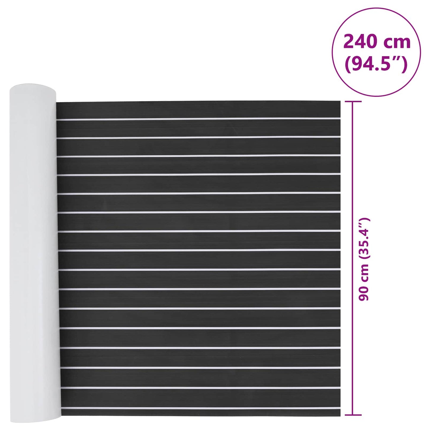 Boat Mat Striped Dark Grey and White 240 x 90 cm EVA