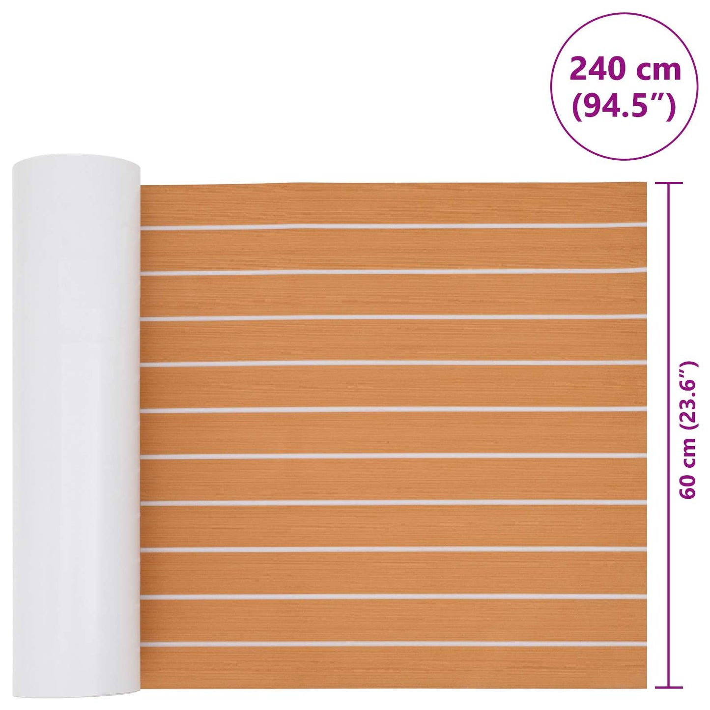 Boat Mat Striped Brown and White 240 x 60 cm EVA