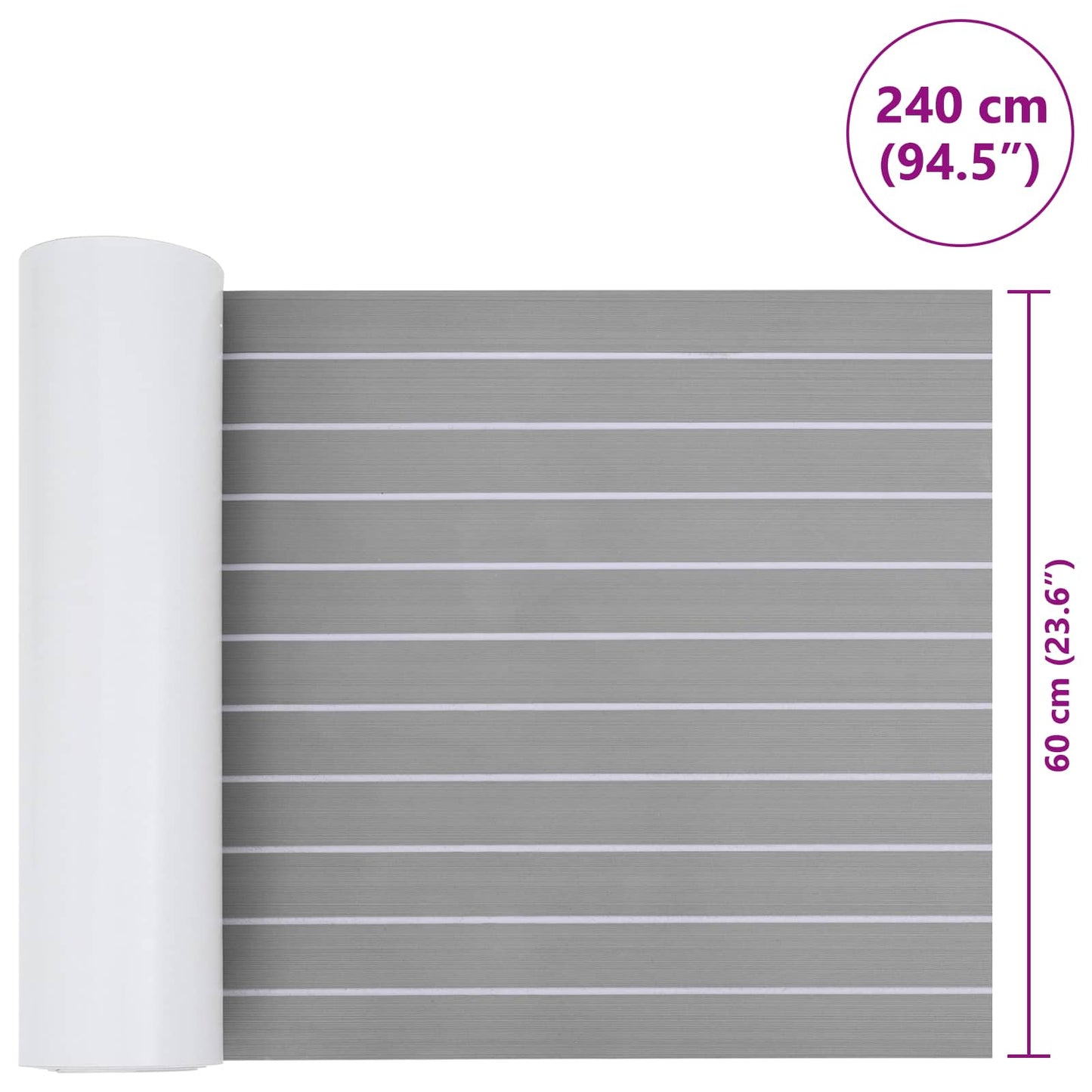 Boat Mat Striped Light Grey and White 240 x 60 cm EVA