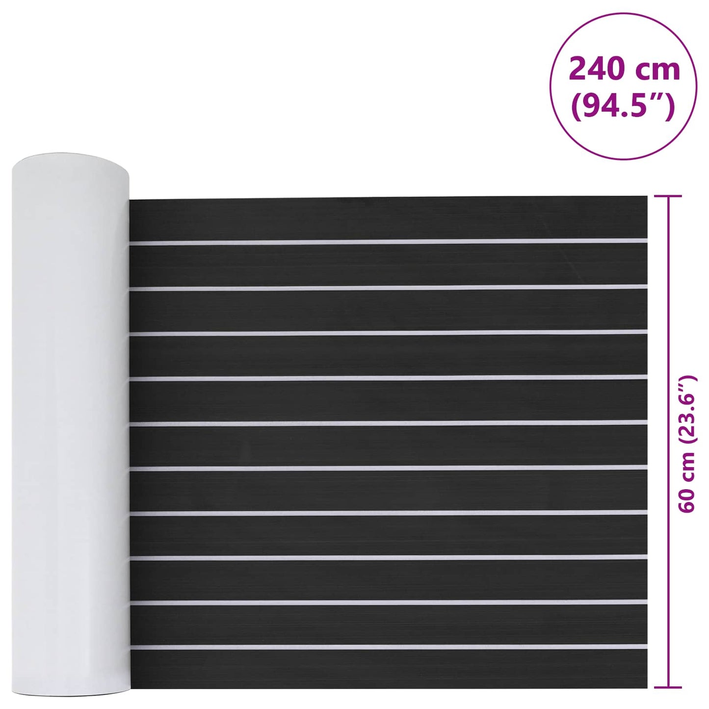 Boat Mat Striped Dark Grey and White 240 x 60 cm EVA