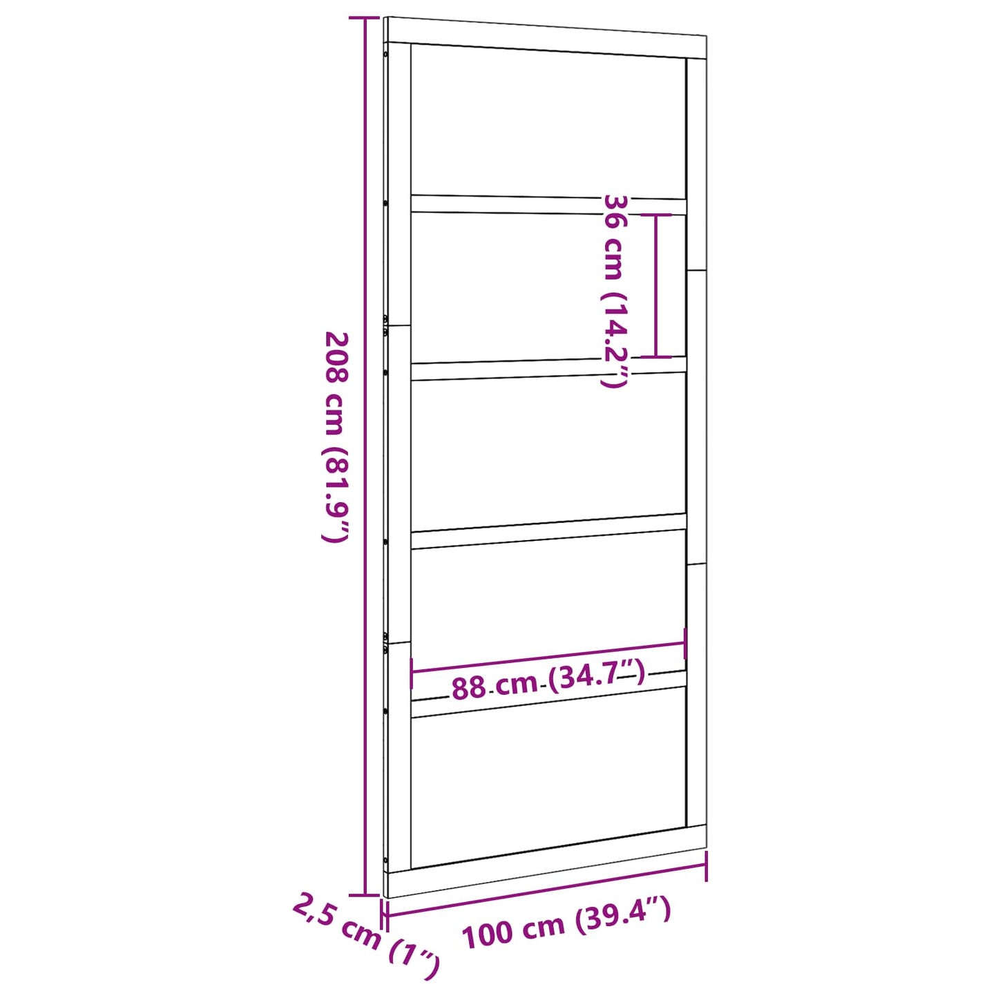 Barn Door 100 x 2.5 x 208 cm Solid Pine Wood Wax Brown