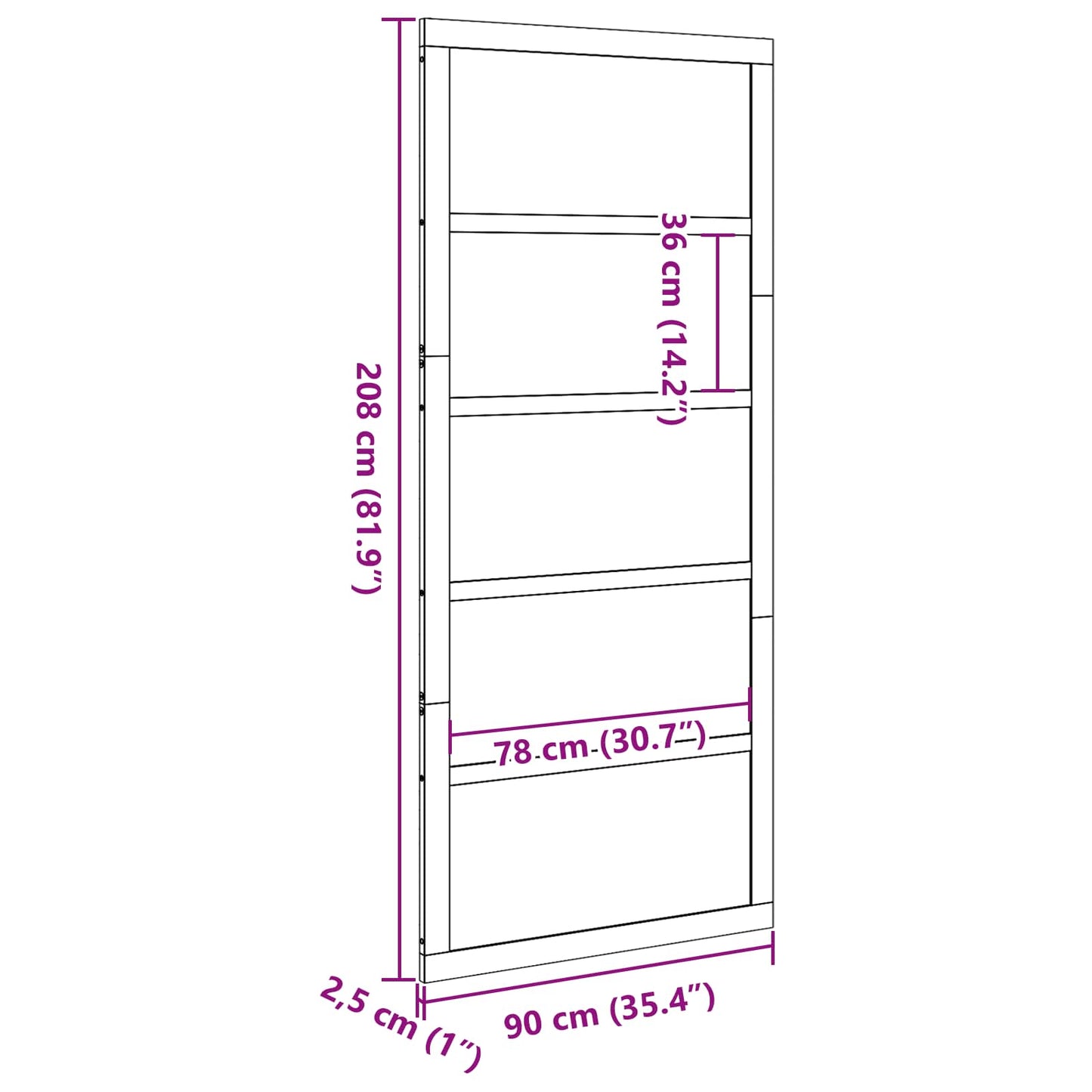 Barn Door 90 x 2.5 x 208 cm Solid Pine Wood Wax Brown