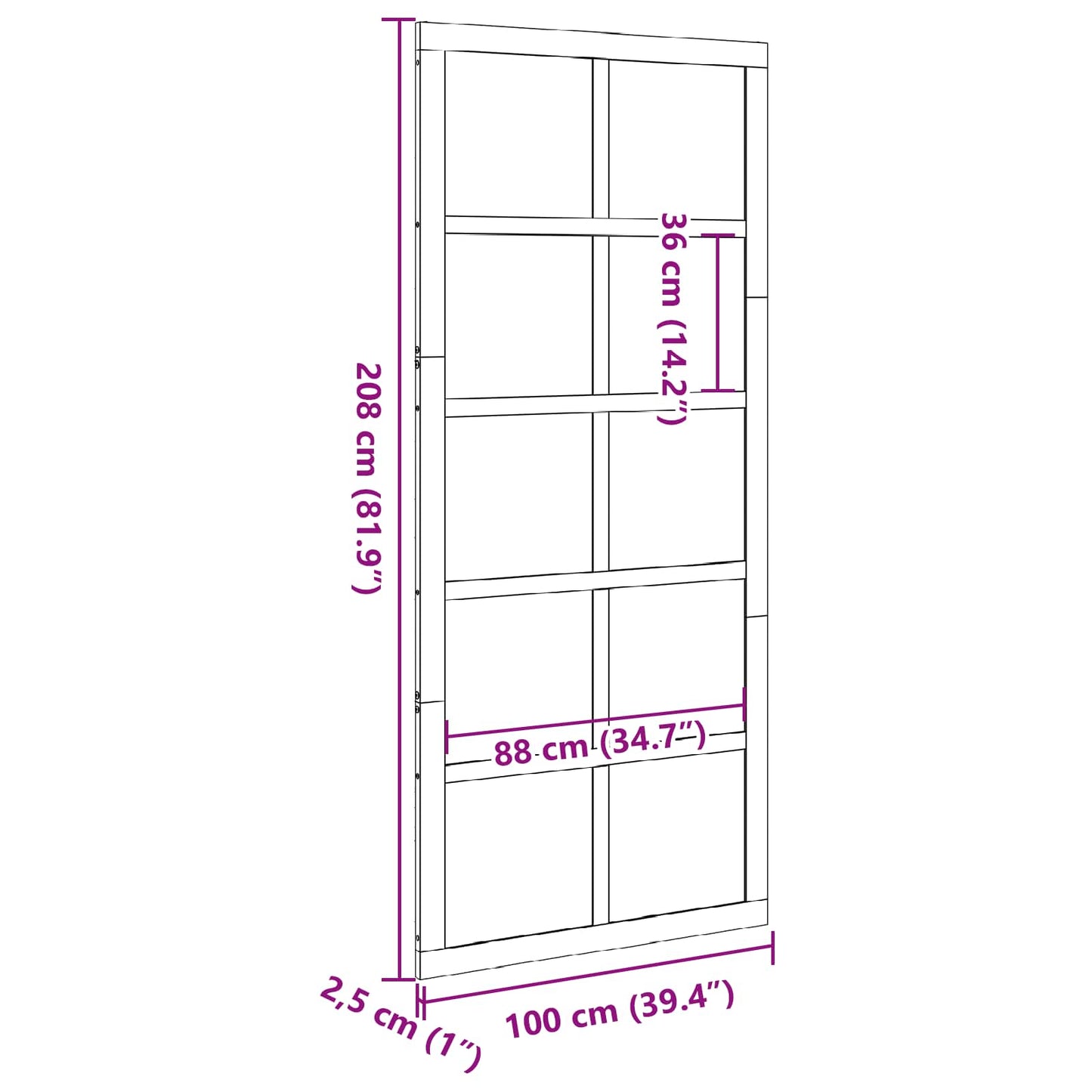 Barn Door 100 x 2.5 x 208 cm Solid Pine Wood Wax brown