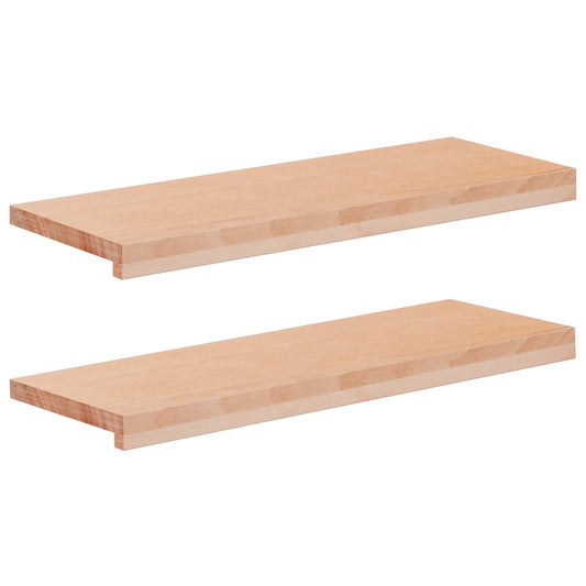 Stair Treads 2 pcs 80 x 30 x 2 cm Natural Solid Beech Wood