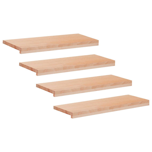 Stair Treads 4 pcs 80 x 25 x 2 cm Natural Solid Beech Wood