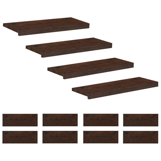 Stair Treads 12 pcs 80 x 30 x 2 cm Dark Brown Solid Beech Wood