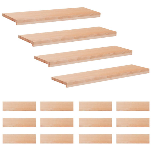 Stair Treads 16 pcs 100 x 25 x 2 cm Natural Solid Beech Wood