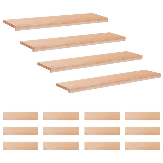 Stair Treads 16 pcs 120 x 25 x 2 cm Natural Solid Beech Wood