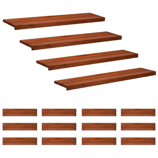 Stair Treads 16 pcs 120 x 25 x 2 cm Brown Solid Beech Wood