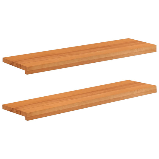 Window Sills 2 pcs Light Brown 90 x 25 x 2 cm Solid Beech Wood