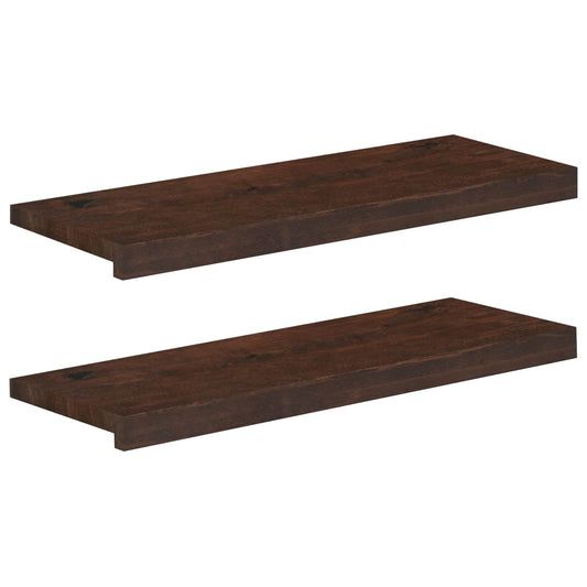 Window Sills 2 pcs Dark Brown 80x 30 x 2 cm Solid Beech Wood