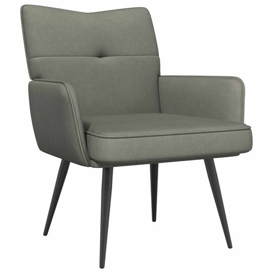 Armchair Light Grey Corduroy Fabric