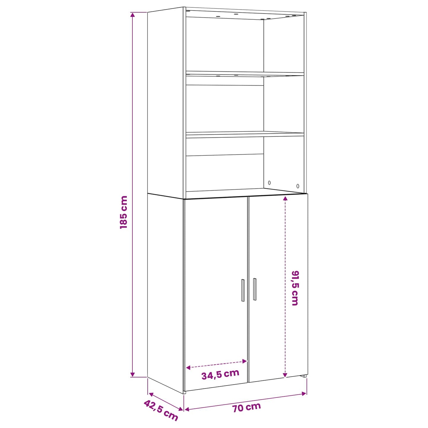 Highboard Old Wood 70 x 42.5 x 185 cm Engineered Wood