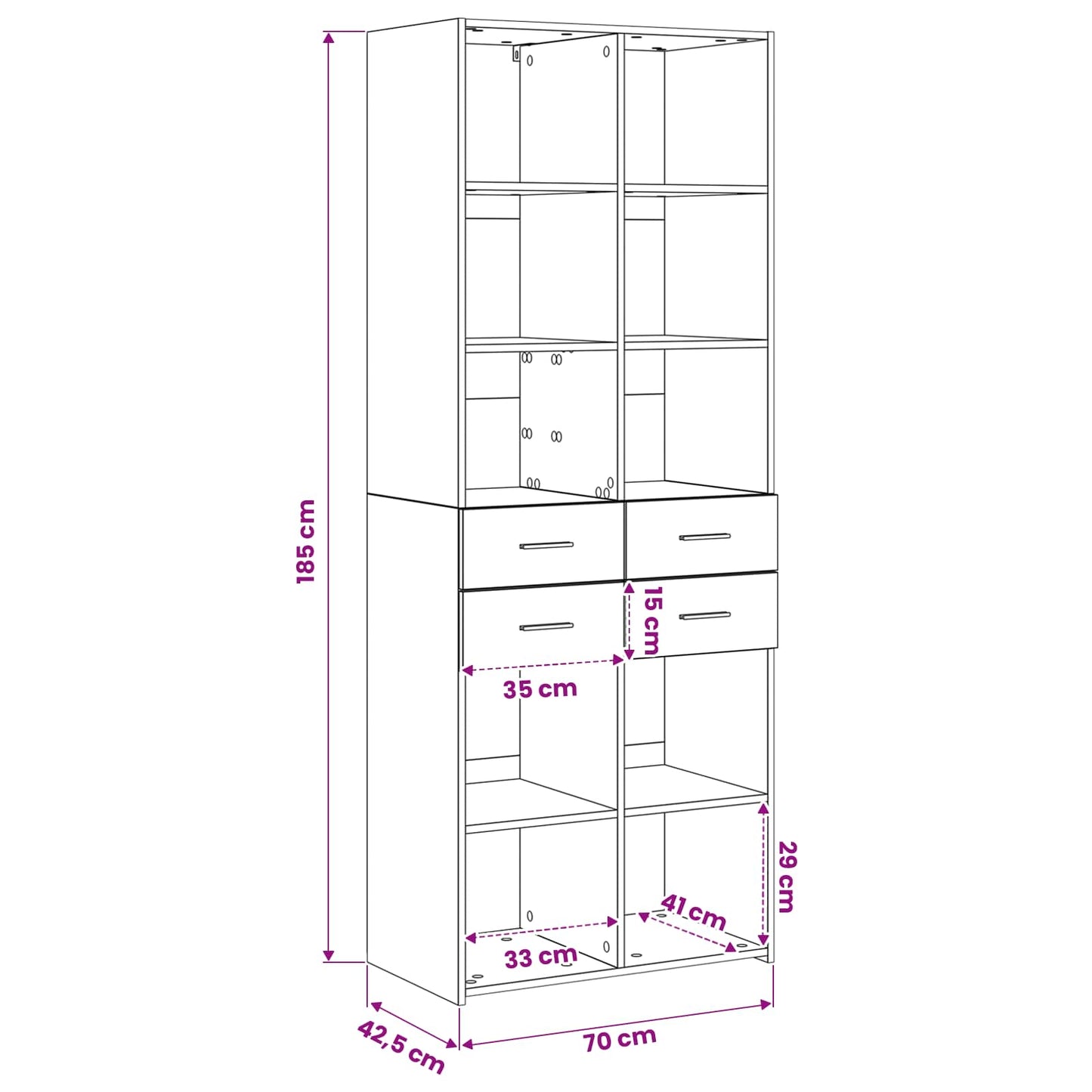 Bookcase Artisan oak 30 x 42.4 x 185.2 cm