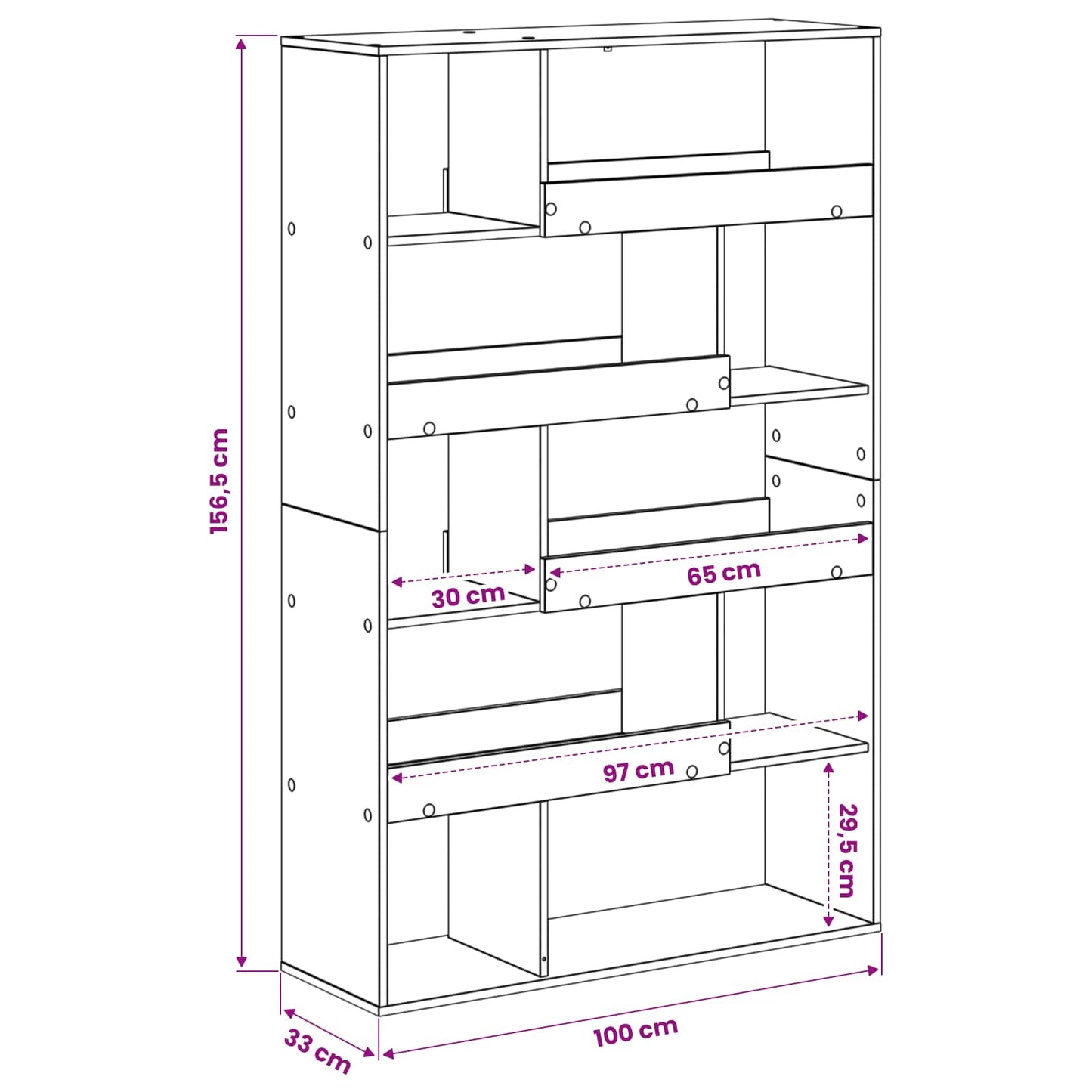 Book Shelf 100 x 33 x 156.5 cm Engineered Wood Black oak