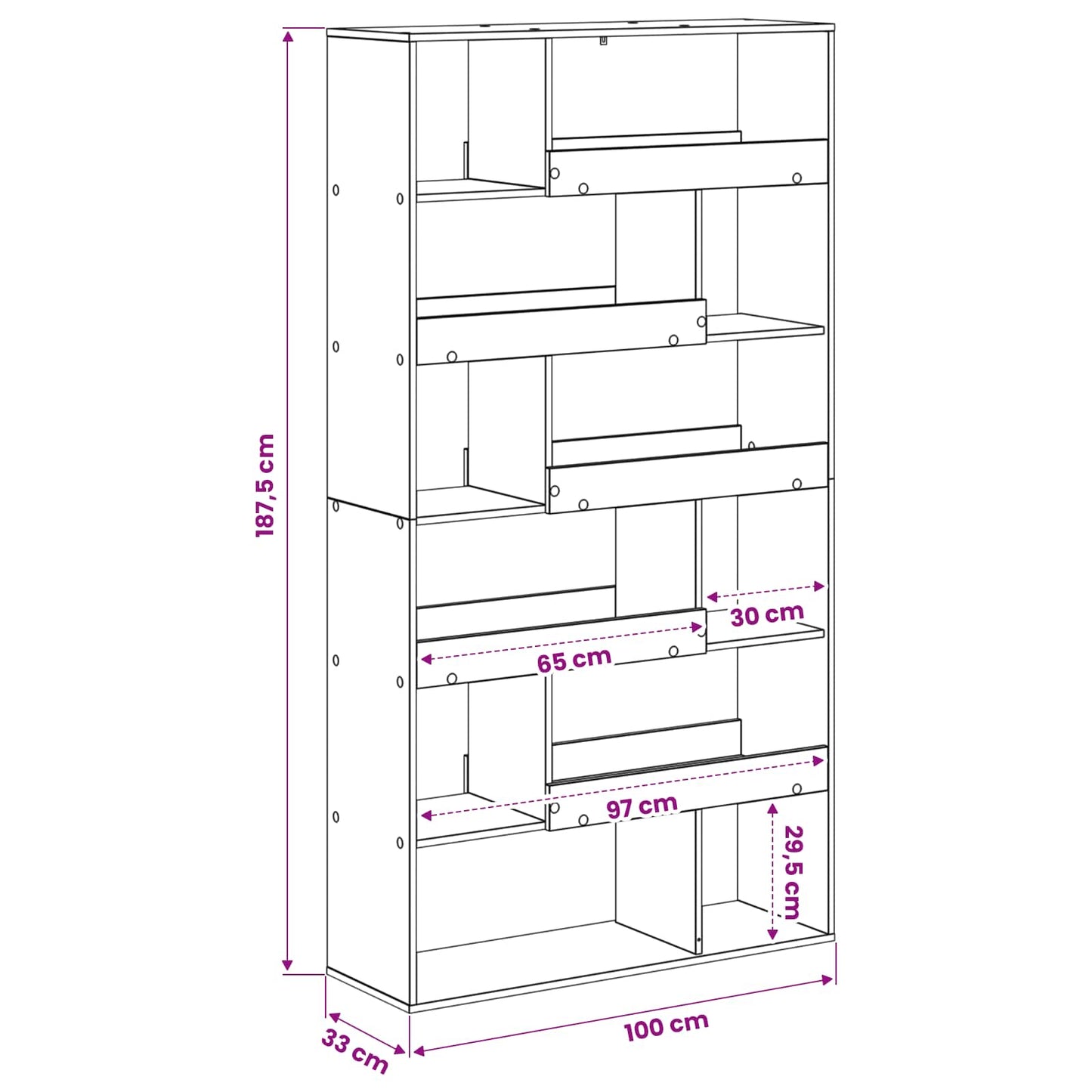 Book Shelf 100 x 33 x 156.5 cm Engineered Wood Black oak