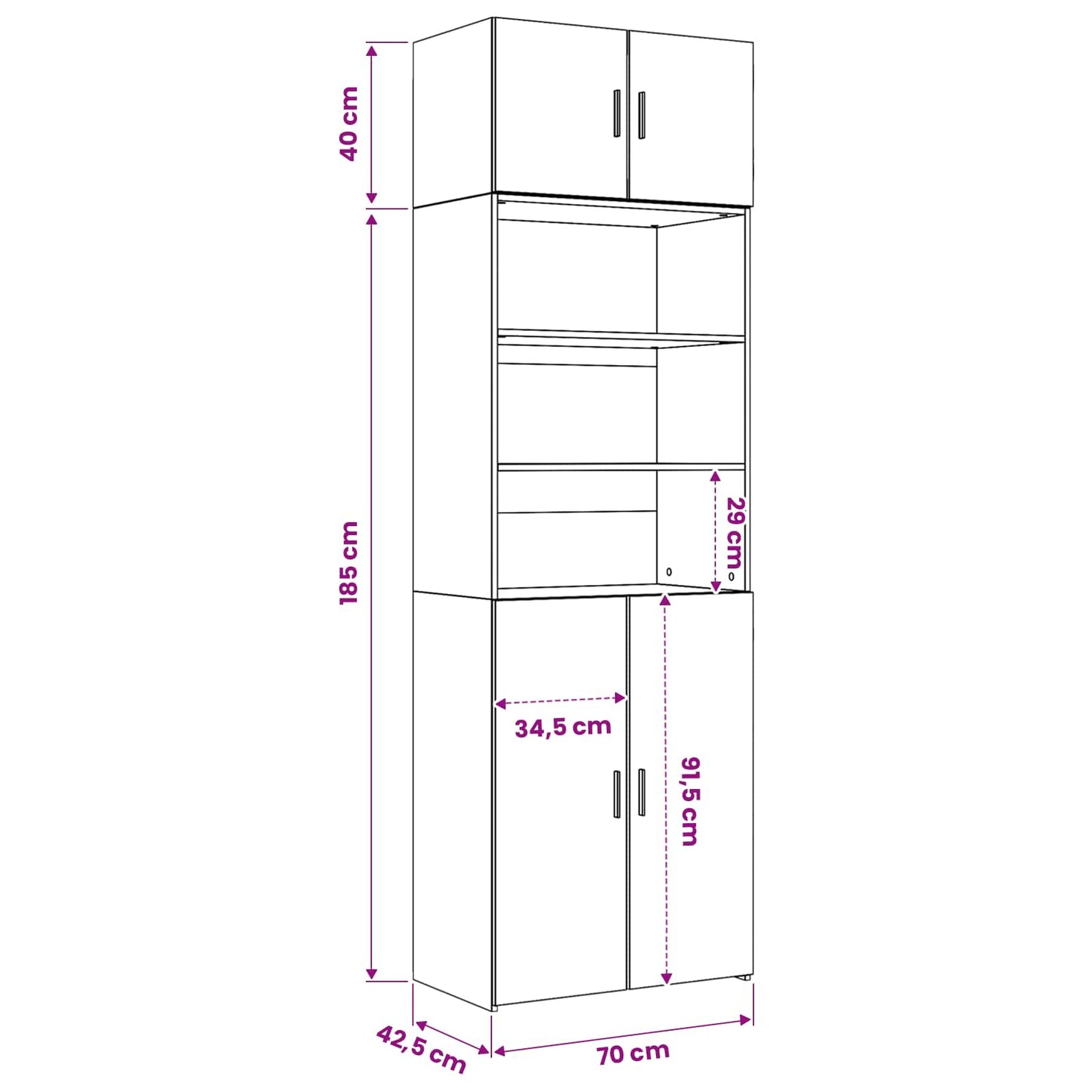 Storage Cabinet with Shelves Artisan Oak 70 x 42.5 x 225 cm